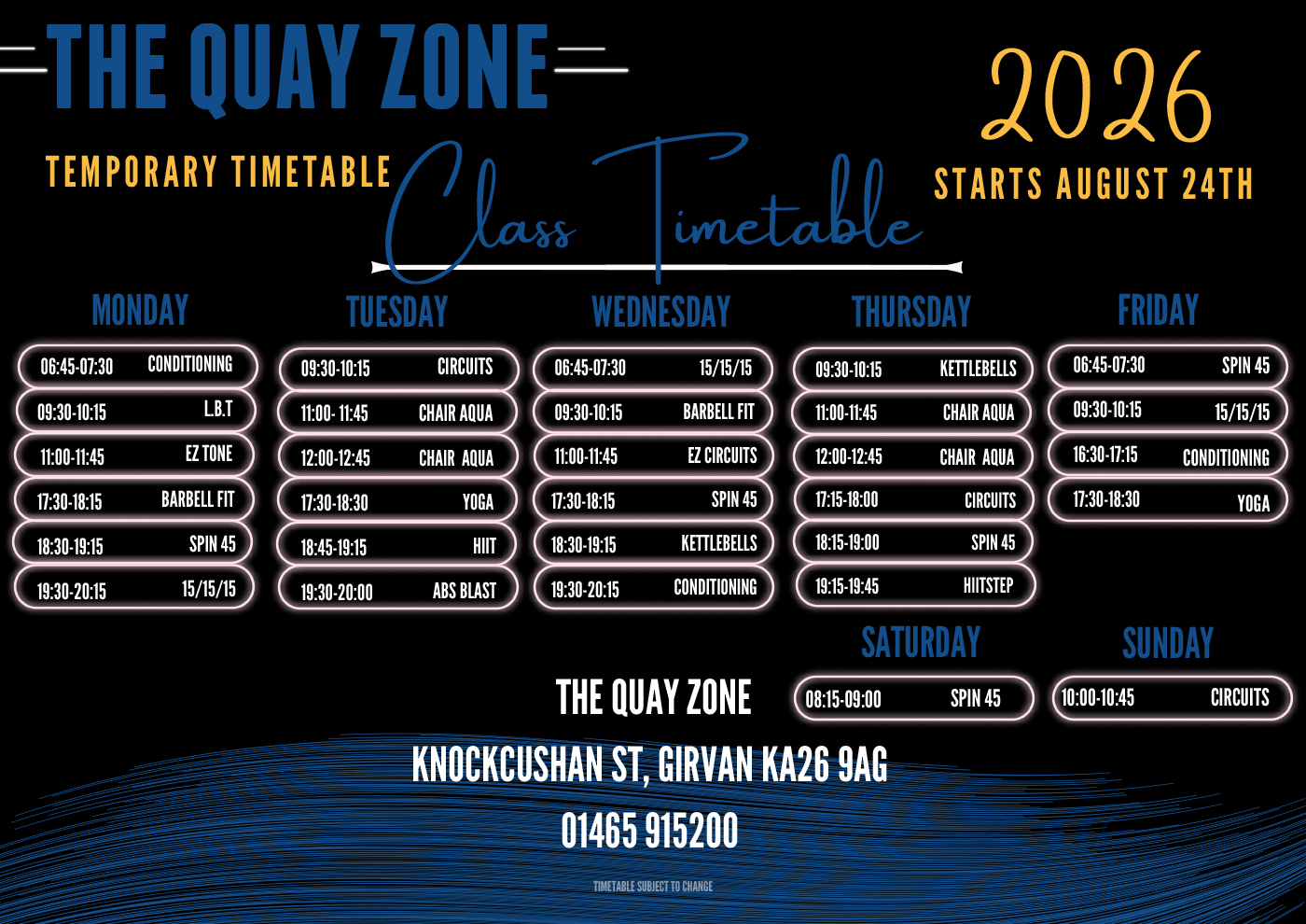 Pool Timetable Pool Timetable